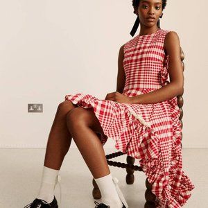 Simone Rocha x H&M Red Plaid Assymetrical Dress